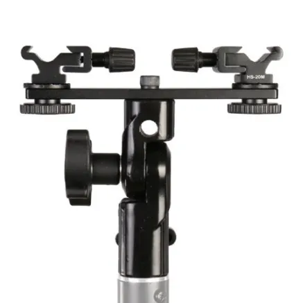 Falcon Eyes Twin Mount slīpēšanas kronšteins + 2 x Hotshoe CLD-14A