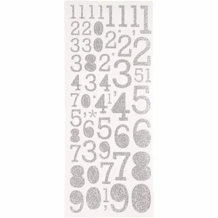 FOCUS GLITTERSTICKERS SILVER NUMBERS