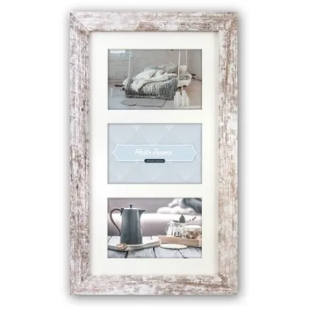 Zep Photo Frame V23136 Nelson 6 3Q White Wash for 3 Photos
