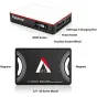 Aputure AL-MC RGBWW mini LED šviesos prietaisas su magnetais ir 1/4-20 siūlės montavimu, rodomas iš viršaus su OLED ekranu, funkcijų valdymo ratu, USB-C įkrovimo portu ir maitinimo jungikliu