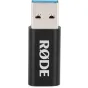 Rode VideoMic NTG USB-C kabelis su Lyre tvirtinimu, USB-C jungties artimas vaizdas, skirtas tiesioginei baterijos įkrovai