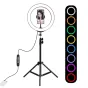 Puluz 26cm RGBW LED Ring Vlogging Video Light + Tripod Mount 1,1m PKT3044