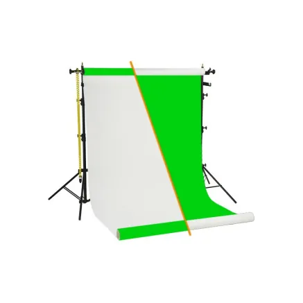 Falcon Eyes Chroma Green/White Vinyl Background Roll with Tripod Set