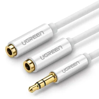 Audio vadi, adapteri - UGREEN AV123 AUX Audio splitter with jack 3,5 mm cable, 20cm - white (10780) - perc šodien veikalā un ar piegādi