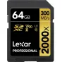 LEXAR PRO 2000X SDHC/SDXC UHS-II U3(V90) R300/W260 (W/O CARDREADER) 64GB LSD2000