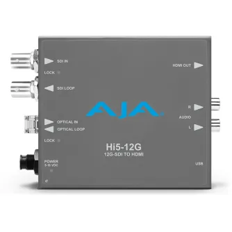 Signāla kodētāji, pārveidotāji - AJA HI5-12G-R-ST 12G-SDI to HDMI 2.0 Converter with ST Fiber Receiver - ātri pasūtīt no ražotāja