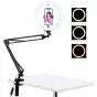 LED Gredzenveida lampas - Puluz Foldable arm stand 10 inch 26cm bi-color LED Ring Vlogging Video Light Live PKT3090B - ātri pasūtīt no ražotāja
