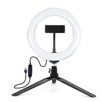 LED Gredzenveida lampas - Puluz LED ring lamp w tripod bi-color USB 2m PKT3073B - perc šodien veikalā un ar piegādi