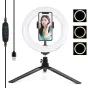 LED Gredzenveida lampas - Puluz LED ring lamp w tripod bi-color USB 2m PKT3073B - perc šodien veikalā un ar piegādi