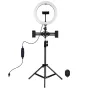 Ring Light - Puluz 1,1m Tripod Mount + 10 inch 26cm RGBW LED Ring Vlogging Video Light Live Tripple phone holder PKT3070B - buy today in store and with delivery
