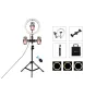 Ring Light - Puluz 1,1m Tripod Mount + 10 inch 26cm RGBW LED Ring Vlogging Video Light Live Tripple phone holder PKT3070B - buy today in store and with delivery