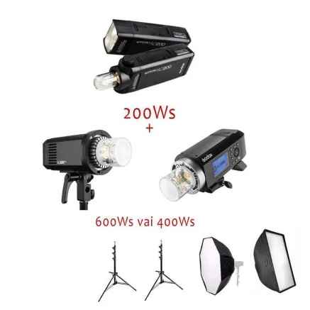 Godox AD200 + AD400Pro vai AD600Pro II Portatīvo TTL zibspuldžu komplekts MINI noma