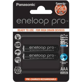 Baterijas, akumulatori un lādētāji - Panasonic Batteries Panasonic eneloop akumulators pro AAA 930 2BP BK-4HCDE/2BE - perc šodien veikalā un ar piegādi