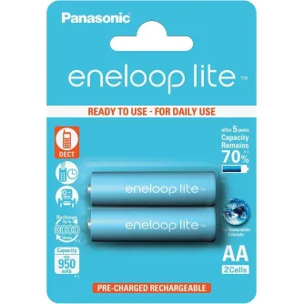 Baterijas, akumulatori un lādētāji - Panasonic Batteries Panasonic eneloop akumulators lite AA 950 2BP BK-3LCCE/2BE - perc šodien veikalā un ar piegādi