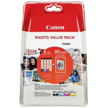 Canon ink + photo paper Photo Value Pack CLI-571XL, black/color 0332C005