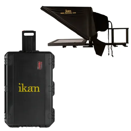  Ikan PT3700-HB-TK - 17 High Bright Beam Splitter Teleprompter w/ Hard Case Travel Kit PT3700-HB-TK
