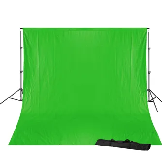 Fonu komplekti ar turētāju - BRESSER BR-D23 Fonu stirpinājumu komplekts ar 3 x 4m Chromakey Green audumu - ātri pasūtīt no ražotāja