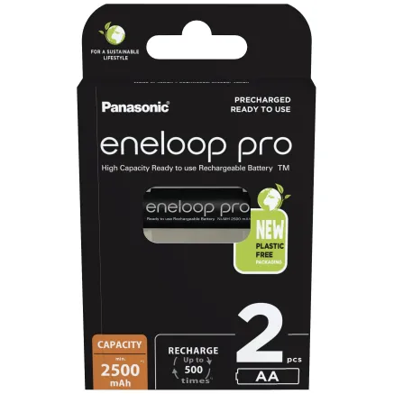 Rechargeable batteries Panasonic ENELOOP Pro BK-3HCDE/2BE, 2500 mAh, 500 (2xAA) BOOM