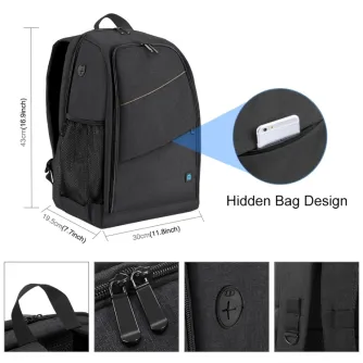 Backpacks - Puluz waterproof camera backpack (black) PU5011B - quick order from manufacturer
