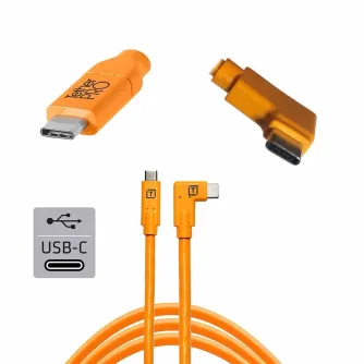 Wires, cables for video - TETHERPRO USB-C TO USB-C 4.6M RIGHT ANGLE ORANGE - quick order from manufacturer Best choise selected by experts