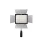 Yongnuo YN-160 III LED šviesa su reguliuojama spalvos temperatūra 3200K-5500K, viršutinė dalis su keturiais sklaidiniais paneliais ir valdymo rankenėle