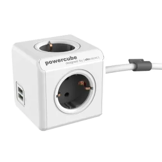 AC adapteri, strāvas vadi - Allocacoc PowerCube pagarinātais USB pelēks 3 m kabelis - ātri pasūtīt no ražotāja