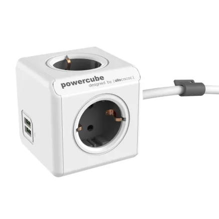Allocacoc PowerCube Extended USB Grijs 3m Kabel 1407/DEEUPC