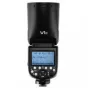 Godox Speedlite V1 su AK-R1 priedų komplektu, apvalia galva, LCD ekranas, magnetinis tvirtinimas, difuzinė sfera, spalvų filtrai, meduoliai, šnoutas, USB įkroviklis ir baterija
