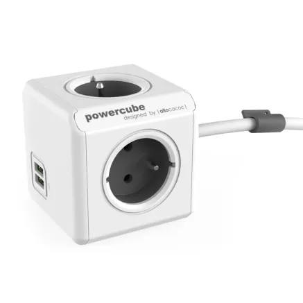 Allocacoc PowerCube Extended USB Grijs 1,5m Kabel (FR) 6403GY/BEEUPC