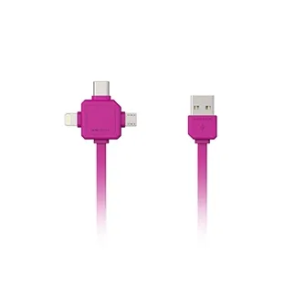 AC adapteri, strāvas vadi - Allocacoc 3-in-1 USB kabelis Rozā krāsā - ātri pasūtīt no ražotāja