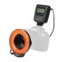 Meike FC-110 įrenginio svaigžtinis su oranžiu filtru, įterptas į Canon EOS kamerą, varikslis 18 LED žemėlapis ir 7 adaptoriai, tiksas būtentai, makro ir portreto fotografijai.