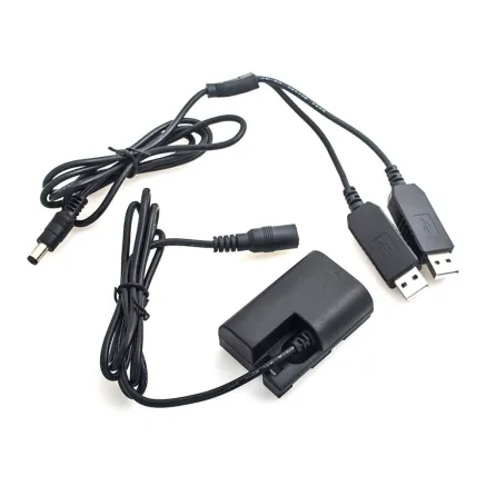 Caruba Canon LP E6 Full Decoding Dummy Batterij + 5V 2A Dubbele USB kabel DC26