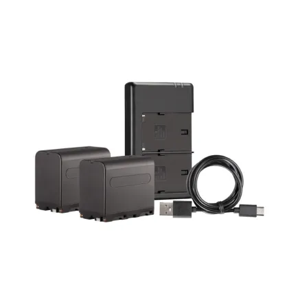 Westcott NP F970 Dual Battery Pack with Charger (2 pack L Series 7.4V 6600mAh 48.8Wh) 4923