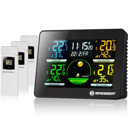 BRESSER Thermo Hygro Quadro NLX - Thermo-/Hygrometer with 3 outdoor sensors