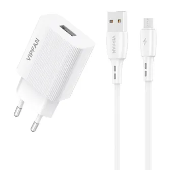 Baterijas, akumulatori un lādētāji - Vipfan E01 Charger kit 2.4A + Cable micro USB white2 - ātri pasūtīt no ražotāja