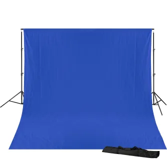 Fonu komplekti ar turētāju - BRESSER BR-D23 Background System + Background Cloth 3 x 6m Chromakey Blue - ātri pasūtīt no ražotāja