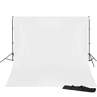 Fonu komplekti ar turētāju - BRESSER BR-D23 Background System + Background Cloth 3 x 6m White - ātri pasūtīt no ražotāja