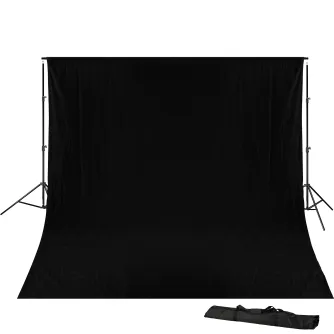 Fonu komplekti ar turētāju - BRESSER BR-D23 Background System + Background Cloth 3 x 6m Black - ātri pasūtīt no ražotāja