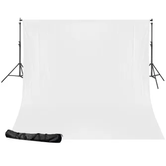 Fonu komplekti ar turētāju - BRESSER BR-D24 Background System + Background Cloth 2,5 x 3m White - ātri pasūtīt no ražotāja