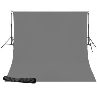 Fonu komplekti ar turētāju - BRESSER BR-D24 Background System + Background Cloth 2,5 x 3m Grey - perc šodien veikalā un ar piegādi