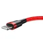 Kabeļi - Baseus Cafule USB Lightning Cable 2,4A 0,5m (Red) CALKLF-A09 - ātri pasūtīt no ražotāja