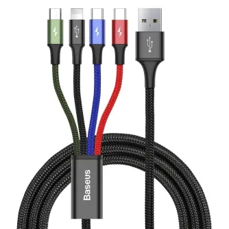 Kabeļi - Baseus Fast USB Cable 4in1 2xUSB-C / Lightning / Micro 3,5A 1,2m - Black CA1T4-B01 - ātri pasūtīt no ražotāja