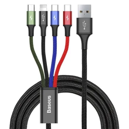 Baseus Fast USB Cable 4in1 2xUSB-C / Lightning / Micro 3,5A 1,2m - Black CA1T4-B01
