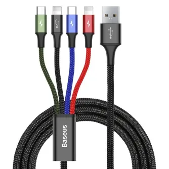 Kabeļi - Baseus Fast USB cable 4in1 USB-C / 2x Lightning / Micro 3,5A 1,2m - black CA1T4-A01 - ātri pasūtīt no ražotāja