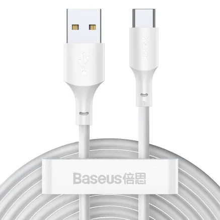 Baseus Simple Wisdom Data Cable Kit USB to Type-C 5A (2PCS/Set1.5m White TZCATZJ-02