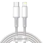 Kabeļi - USB-C to Lightning Baseus High Density Braided Cable, 20W, PD, 2m (white) CATLGD-A02 - ātri pasūtīt no ražotāja