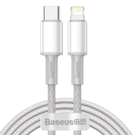 USB-C to Lightning Baseus High Density Braided Cable, 20W, PD, 2m (white) CATLGD-A02
