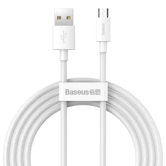 Kabeļi - Baseus Simple Wisdom Data Cable Kit USB to Micro 2.1A (2PCS/Set) 1.5m White TZCAMZJ-02 - ātri pasūtīt no ražotāja