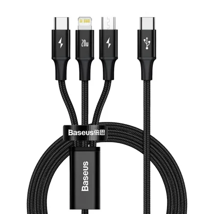 Baseus Rapid Series 3-in-1 cable USB-C For M+L+T 20W 1.5m Black CAMLT-SC01