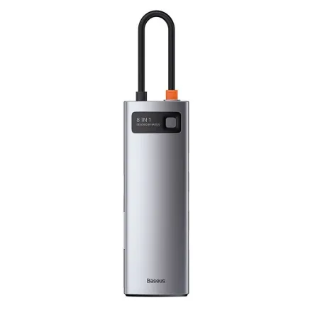 Hub 8in1 Baseus Metal Gleam Series, USB-C to 3x USB 3.0 + HDMI + USB-C PD + 